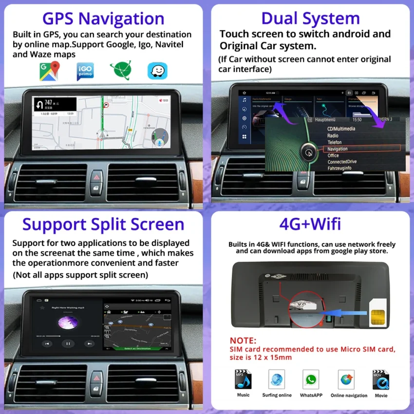 NAVIGUIDE 14.9" 2560*720P Android14 Player BT GPS Carplay Car Radio For BMW 5 Series F10 F11 2011-2017 CIC NBT System WIFI GPS - Image 5